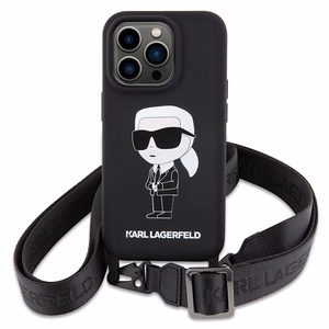 Karl Lagerfeld KLHCP15XSCBSKNK iPhone 15 Pro Max 6.7" жёсткий чехол чёрный/чёрный Crossbody Silicone Ikonik