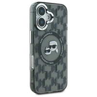 Karl Lagerfeld IML Monogram Karl & Choupette Head Magnetinis dėklas telefonui iPhone 16 - juodas