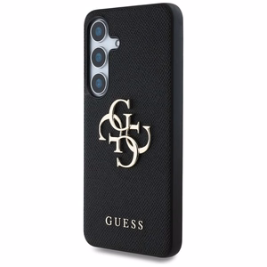 Guess Grained Big 4G Logo Small Classic Logo dėklas telefonui Samsung Galaxy S25 juodas