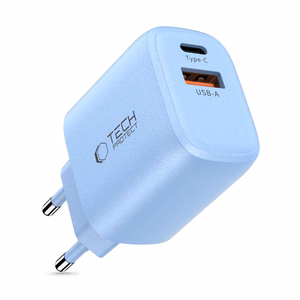 Tech-Protect NCA20 PD 20W QC3.0 USB-A / USB-C sieninis įkroviklis - mėlynas