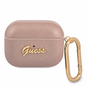 Guess GUAPSASMP Dėklas AirPods Pro rožinis Saffiano Script Metal kolekcija