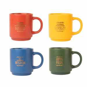 Harry Potter Hogwarts Houses keraminių puodelių rinkinys su stovu, 4 vnt., 300 ml