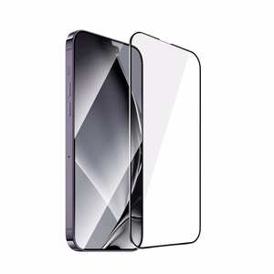 Grūdintas stiklas su metaliniu rėmeliu iPhone 14 Pro Max 6,7", juodas rėmelis