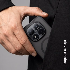 Crong Hybrid Matte Magnetic MagSafe dėklas, skirtas Xiaomi Redmi Note 15 Pro, juodas