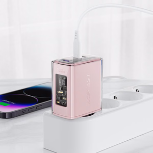 Acefast GaN 65W įkroviklis su 3 jungtimis (1xUSB, 2xUSB C) - violetinis (A45)
