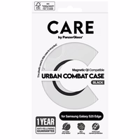 CARE by PanzerGlass Flagmanas Urban Combat juodas dėklas su QI Samsung Galaxy S25 Edge - skaidrus
