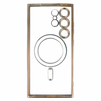 Dėklas telefonui metalinis magnetinis Samsung Galaxy S24 titano spalva