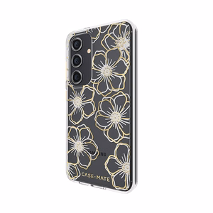Case-Mate Floral Gems dėklas, skirtas Samsung Galaxy S24, aukso spalvos