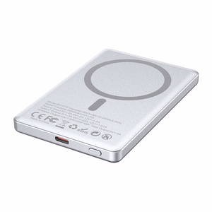 BWOO aluminium magnetic išorinė baterija P75 PD 20W 5000 mAh with digital display and USB-C port sidabrinis