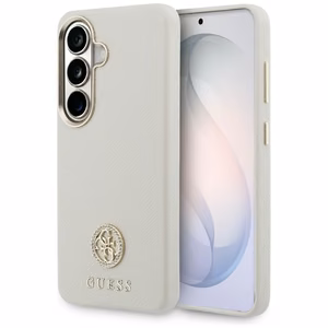 Guess Rhinestone Round Logo MagSafe case for Samsung Galaxy S26+ - beige