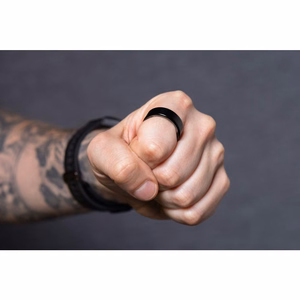 Smart Ring R11M - išmanusis žiedas iš plieno su įkrovimo stotele dydis 8 (18,1mm) juodas
