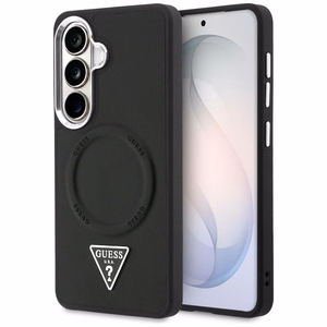 Guess dėklas Embossed Ring Triangle Logo MagSafe skirtas Samsung Galaxy S26 juodas