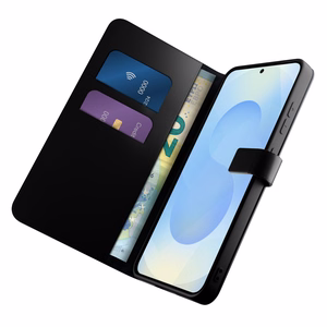Puro atverčiamas dėklas su pinigine Samsung Galaxy S25 - juodas