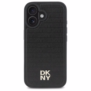 DKNY pasikartojančio rašto logotipo magnetinis dėklas telefonui iPhone 16 - juodas