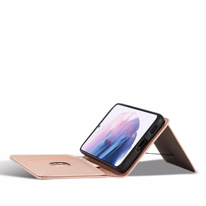 Magnetinis kortelių dėklas Samsung Galaxy S22 + (S22 Plus) piniginė kortelių laikiklis rožinis
