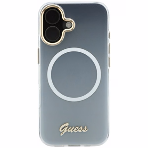 Guess IML Gradient Script Metal MagSafe Dėklas for iPhone 17 - baltas