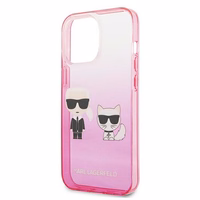 Karl Lagerfeld Gradient Ikonik Karl&Choupette dėklas iPhone 13 Pro / iPhone 13 – rožinis
