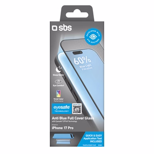 SBS Eyesafe grūdintas stiklas, skirtas iPhone 17 Pro, su aplikatoriumi