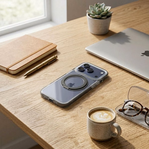 Case for iPhone 15 Frame Circle Stand compatible with MagSafe black