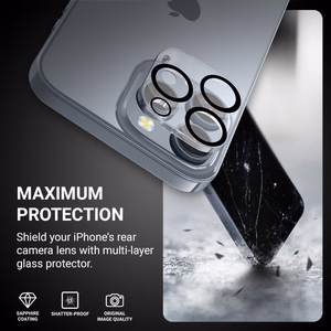 Crong Lens Shield kameros objektyvų stiklo apsauga, skirta iPhone 16 Pro / 16 Pro Max / 15 Pro / 15 Pro Max