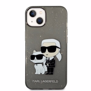 Karl Lagerfeld blizgus Karl&Choupette dėklas telefonui iPhone 14 Plus - juodas