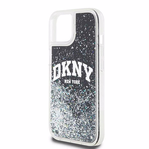 DKNY dėklas telefonui iPhone 15 6,1" HC DKHCP15SLBNAEK juodas HC skysti blizgučiai su arkinis logotipas