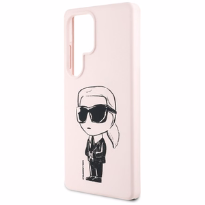 Karl Lagerfeld Silikoninis Grafiti Ikonik atspausdintas logotipas Magnetinis dėklas Samsung Galaxy S25 Ultra - rožinė