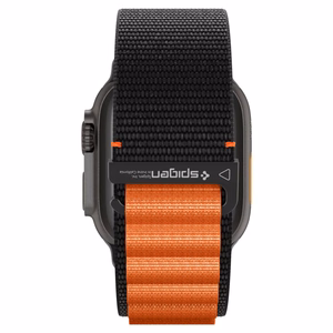 SPIGEN WBF1 dirželis APPLE WATCH 6 / 7 / 8 / 9 / 10 / SE / ULTRA 1 / 2 (44 / 45 / 46 / 49 MM) juodas/oranžinis