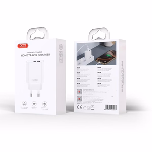 XO sieninis įkroviklis CE34 2x USB 2,4A, baltas + USB-C laidas