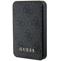 Guess Išorinė baterija 15W GUPB5LP4GEGK 5000mAh juoda/juoda 4G Odinis Metalinis Logotipas