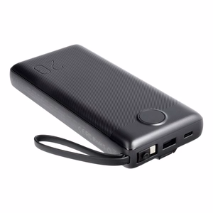 VEGER Išorinė baterija 20000 mAh su įmontuotu kabeliu Micro USB / Type C / Lightning C20 (W2047 / W2059) juoda