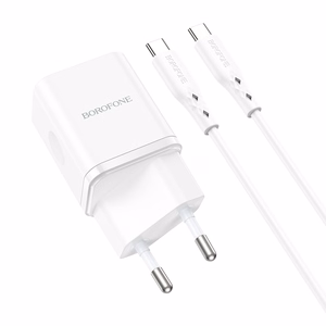 Įkroviklis Borofone BN7 20W USB-C/USB-A + USB-C to USB-C cable 1.0m baltas