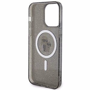 Karl Lagerfeld Karl&Choupette Blizgantis Magnetinis dėklas telefonui iPhone 15 Pro Max - juoda