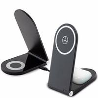 "Mercedes Silver Stars MagSafe" sulankstomas 2in1 15 W indukcinis įkroviklis - juodas