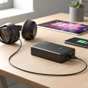 Išorinė baterija 20 000mAh, 1x USB, 2x USB-C, 20W, QC4+, LCD ekranas, juodas