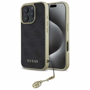Guess 4G Charms Kolekcijos dėklas iPhone 16 Pro Max - juodas