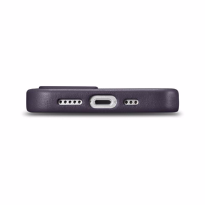 Чехол iCarer Leather из натуральной кожи для iPhone 14 Plus тёмно-фиолетовый (совместим с MagSafe)