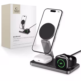Tech-Protect QI15W-A47 MagSafe 3in1 indukcinis įkroviklis + USB-C kabelis - juodas