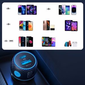 Automobilinis įkroviklis Joyroom „JR-CCN01" juodas 60W (PD20W / USB-C) su LED apšvietimu