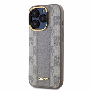 DKNY Odinis languotas mono raštas Magnetinis dėklas telefonui iPhone 15 Pro - smėlio spalvos