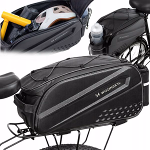 Wozinsky Bike Trunk Bag with Long Strap and Expandable Side Pockets - Black