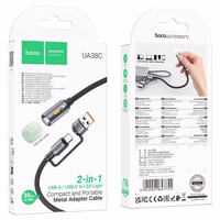 Kabelis USB A / USB C į LED šviesą Hoco 0,3 m UA38C juodas