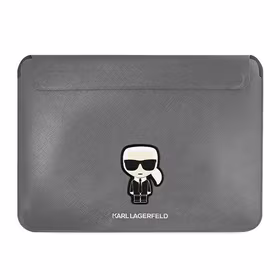 Karl Lagerfeld Saffiano Ikonik Karl dėklas 13-14" nešiojamam kompiuteriui - sidabrinis