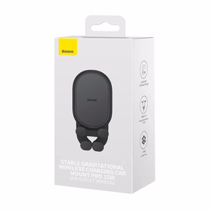 Stabilus gravitacinis belaidžio įkrovimo automobilinis laikiklis "Baseus Pro 15W" (juodas)