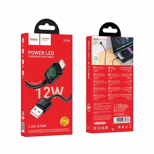 Kabelis su LCD ekranu USB A-Lightning Hoco 2,4A 1,2 m U146 juodas