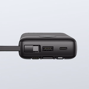 VEGER Išorinė baterija 20000 mAh su įmontuotu kabeliu Micro USB / Type C / Lightning C20 (W2047 / W2059) juoda