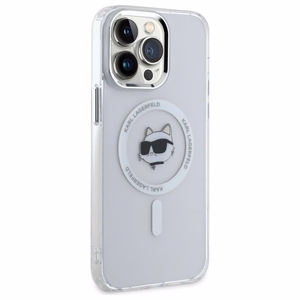 Karl Lagerfeld IML Metalinė Choupette galva MagSafe dėklas iPhone 14 Pro Max - baltas