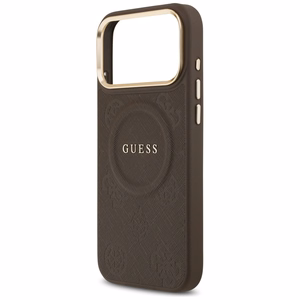 Guess Peony Hot Stamp Magnetinis dėklas telefonui iPhone 17 Pro Max - rudas