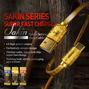 WEKOME WDC-161 Sakin Series - USB-A į USB-C greito įkrovimo 6A laidas 1 m (auksinis)