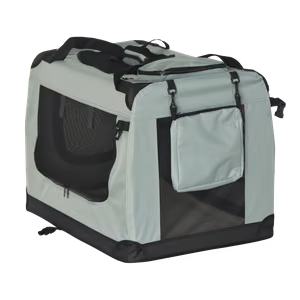 Foldable pet carrier bag, size XXL, 90 x 61 x 65 cm, grey, REBEL ANIMALS